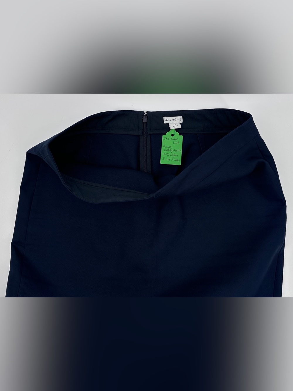 J.Crew Navy Scalloped Hem Cotton Skirt Size 10 Classic Preppy - Picture 4 of 8